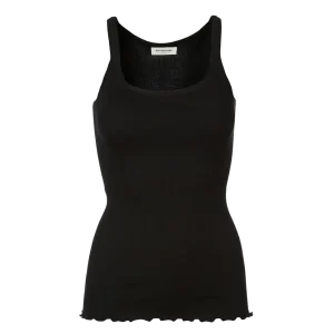 Rosemunde, RWBelle Silk U-neck Strap Elastic Top, Sort