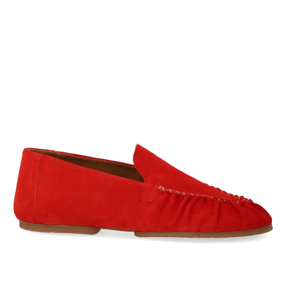 Angulus, Ultrablød Mokkasin i Ruskind, Red Coral - Billede 4