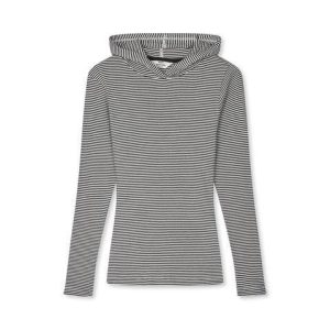 Mads Nørgaard, 2x2 Cotton Stripe Tilla Hood, Black/Vanilla Ice