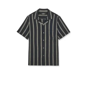 Mads Nørgaard, Texture Kenji Shirt SS ST., Black/Plaza Taupe
