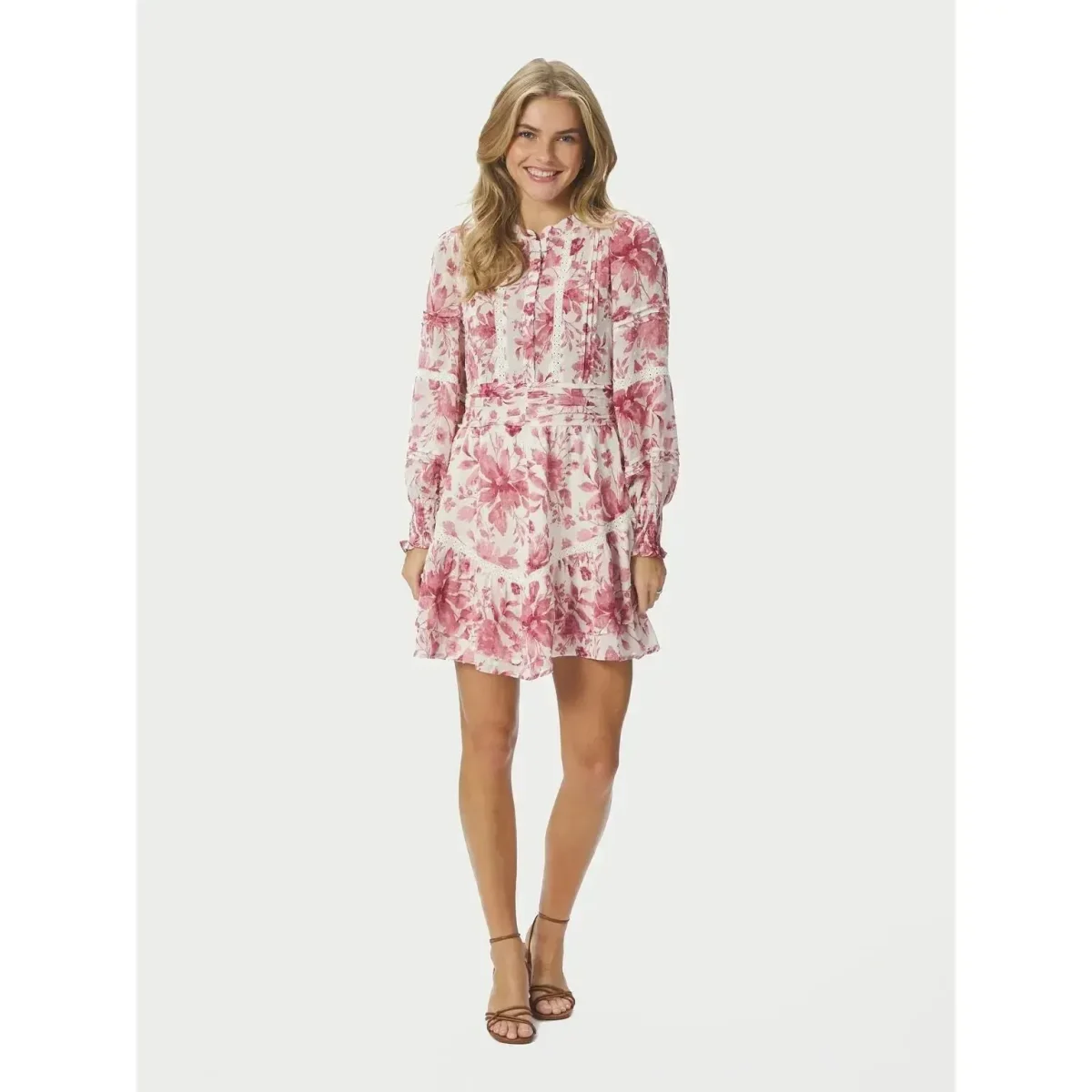 Neo Noir, Roberta Flower Print Dress, Evening Rose - Billede 3