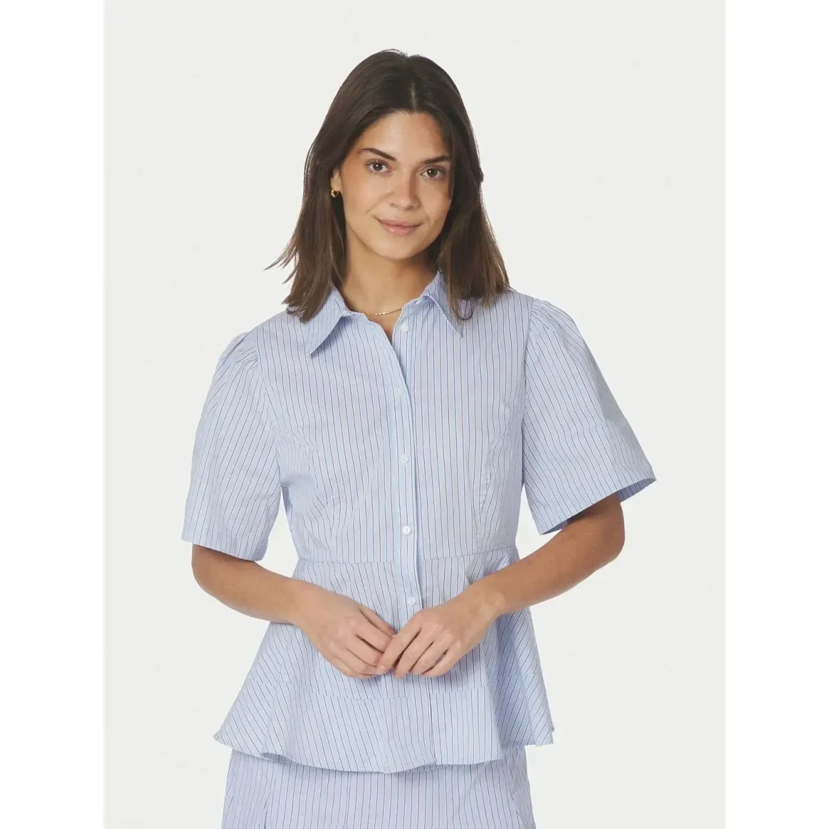 Neo Noir, Janelle Stripe Shirt, Blue/Brown - Billede 3