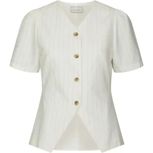 Neo Noir, Jules Summer Stripe Blouse, Taupe Stripe