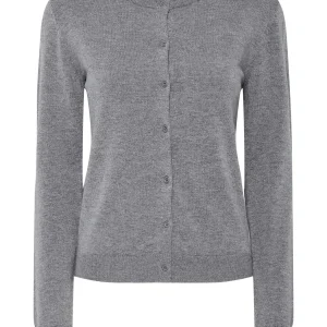 Medium Grey Melange Striktrøje fra PIECES - 17154558