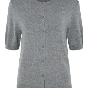 Medium Grey Melange Striktrøje fra PIECES - 17162045