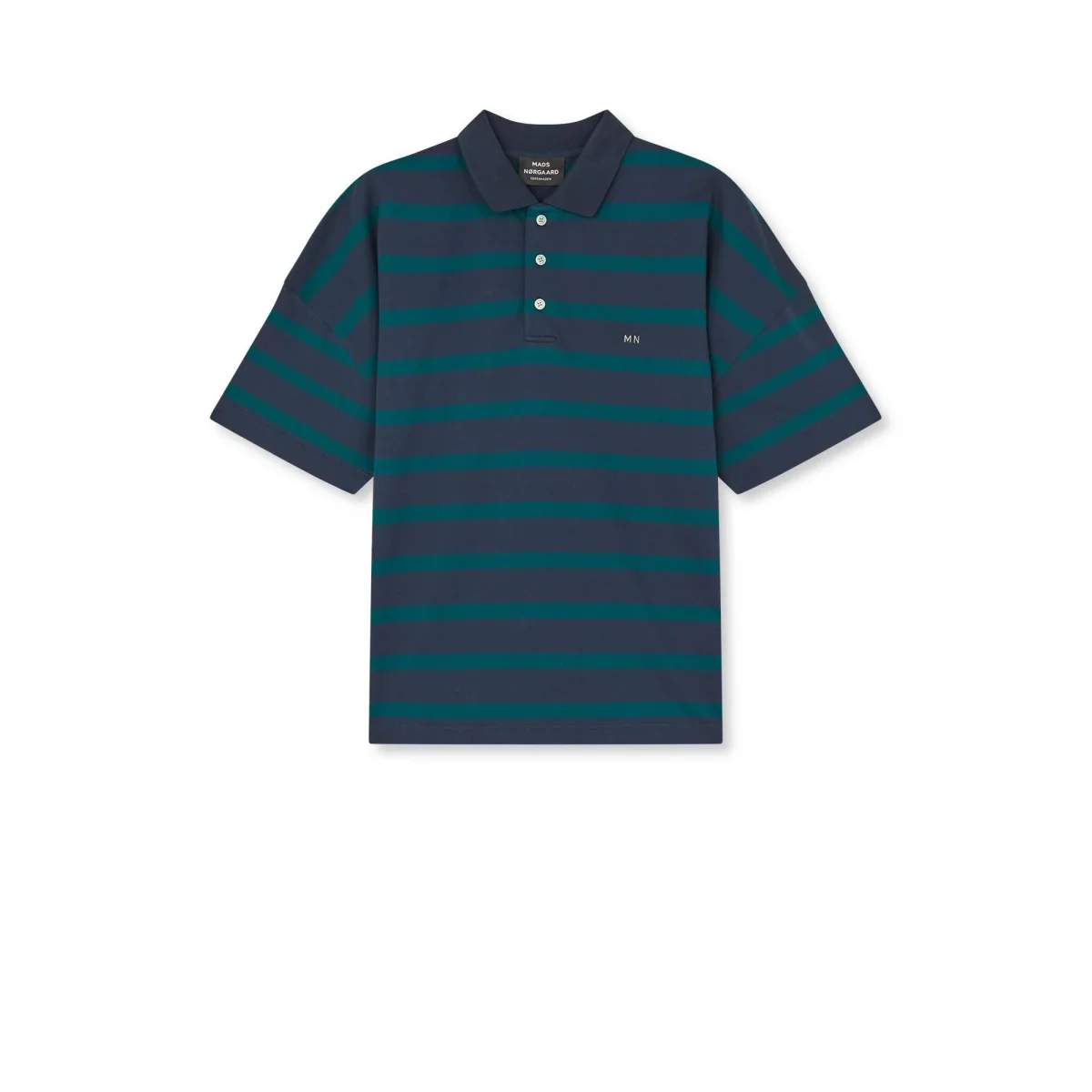 Mads Nørgaard, Light Terry Polo ST Tee, Sky Captain/Deep Sea ST. - Billede 2