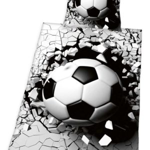 Fodbold 3D sengetøj i 100% bomuld – 140x200 cm
